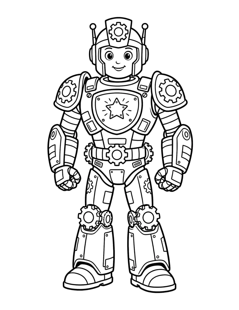 Giant Hero Robot Standing Tall coloring page