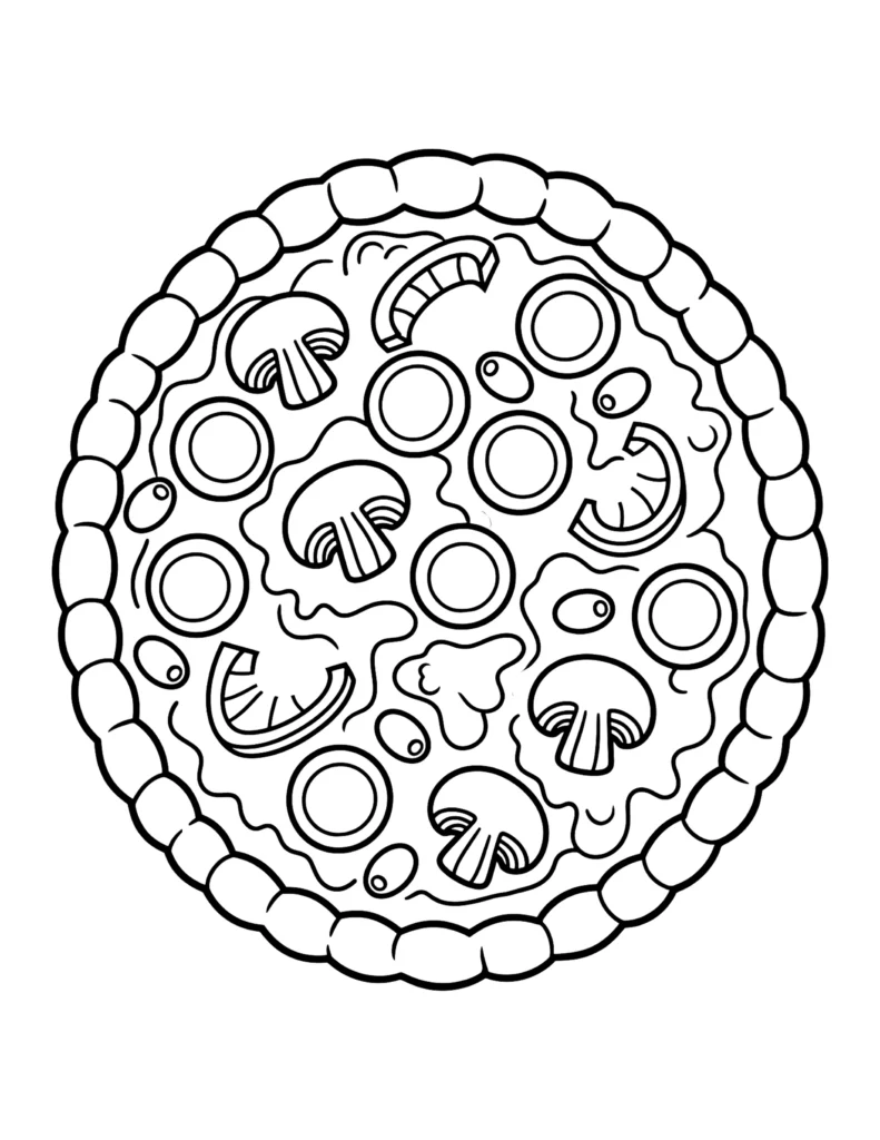 Whole Pizza With Toppings coloring page