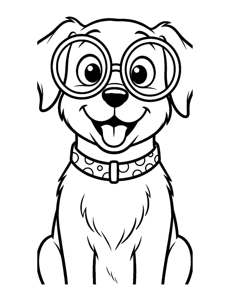 Dog Wearing Big Glasses coloring page