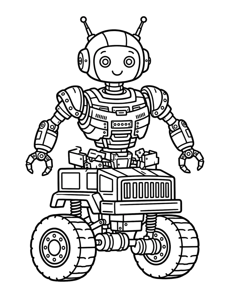 Robot Changing Into a Big Truck (half robot, half truck) coloring page
