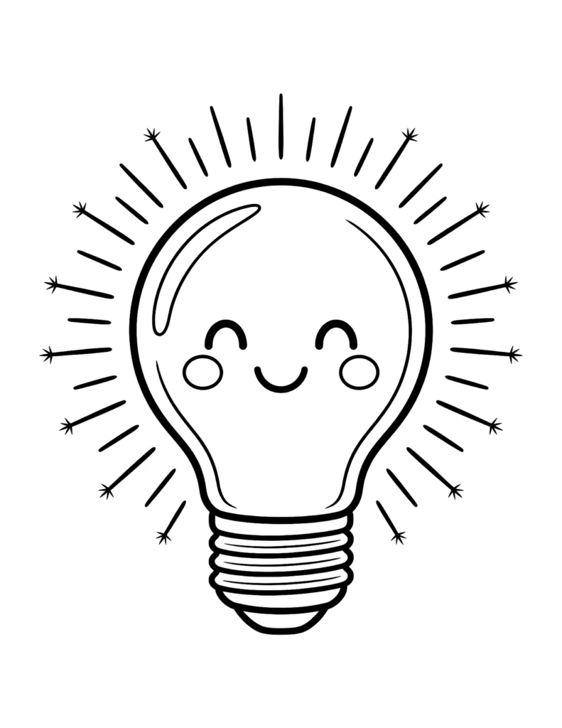Smiling Light Bulb With a Face coloring page