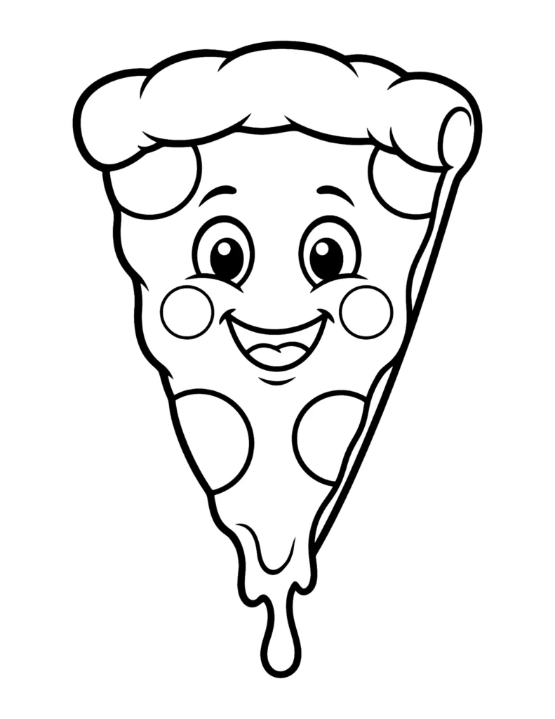 Smiling Pizza Slice coloring page