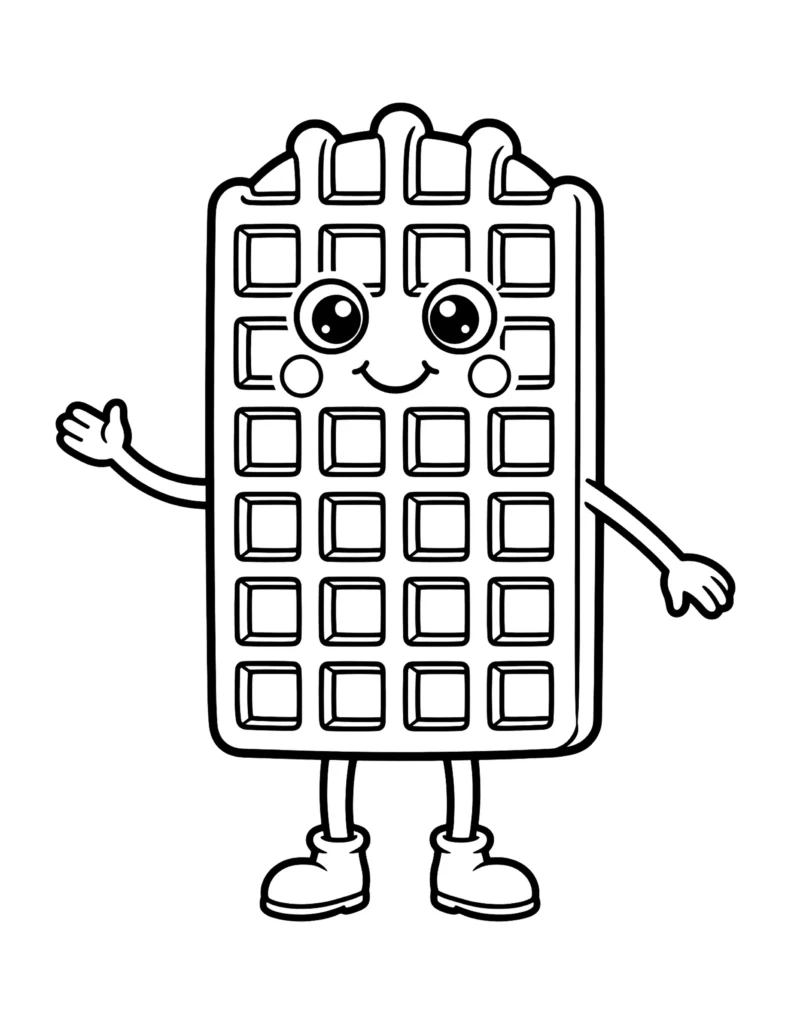 Smiling Waffle With a Face coloring page