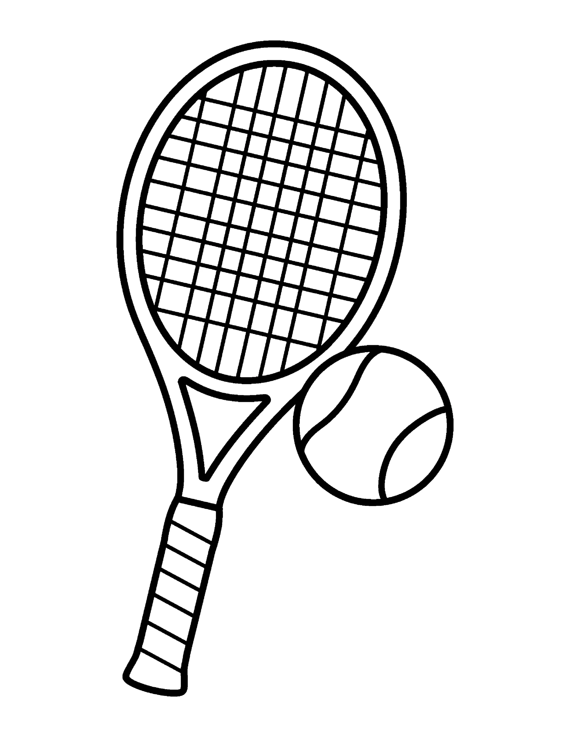 Tennis Racket and Ball colouring page