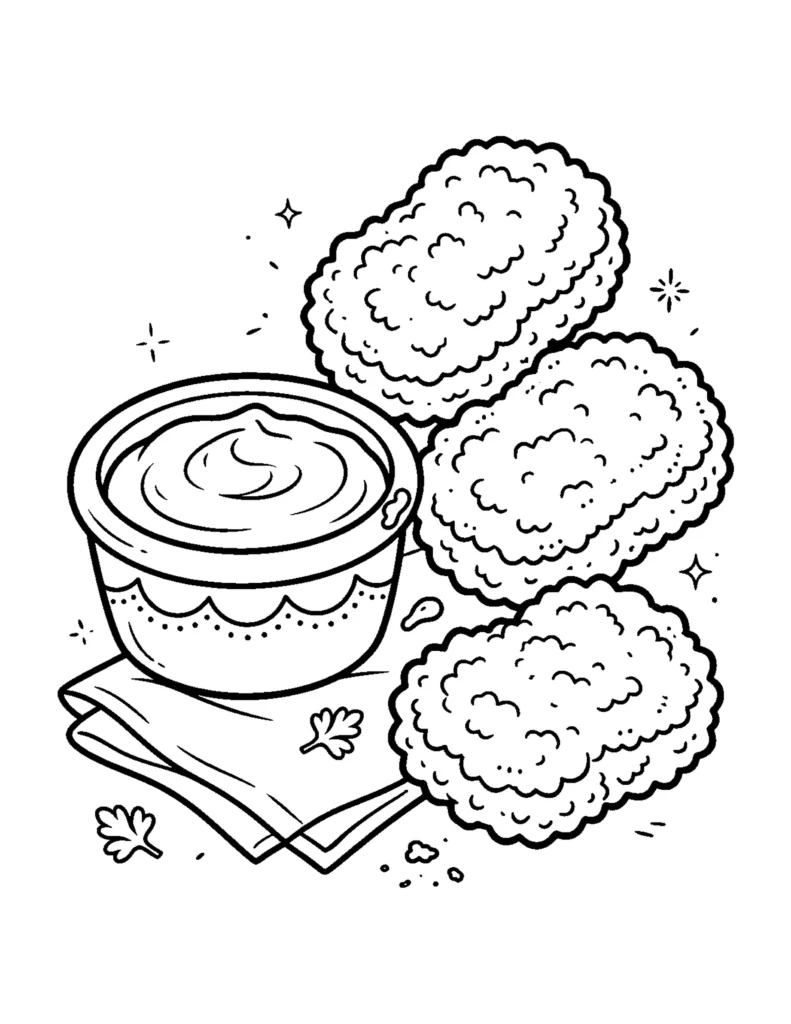 Chicken Nuggets With Dip coloring page