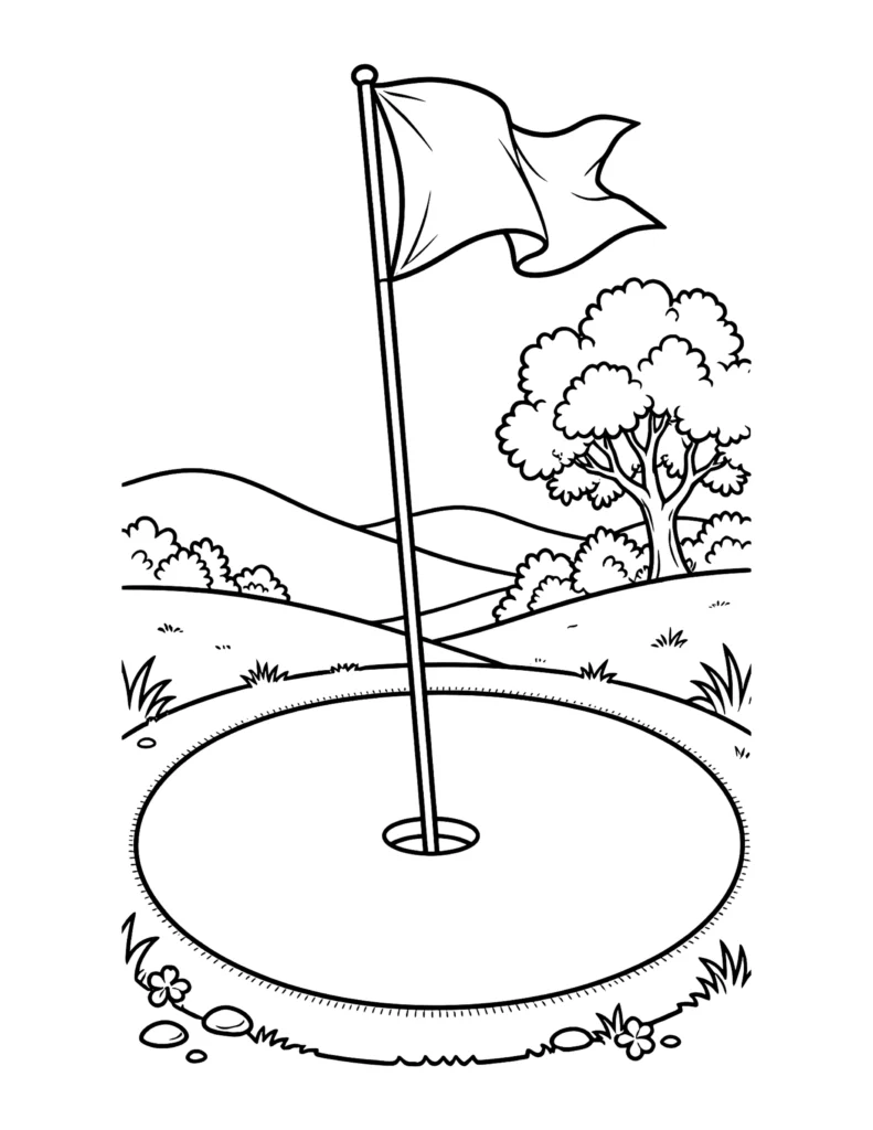 Golf Flag on the Green coloring page