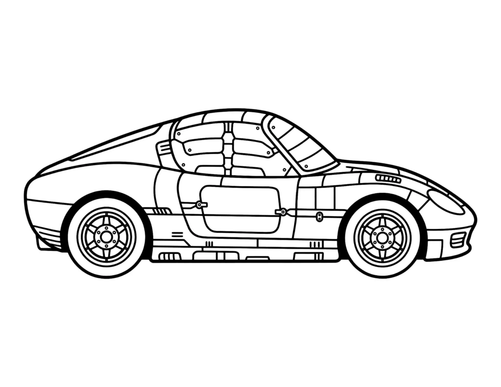 Robot Sports Car coloring page