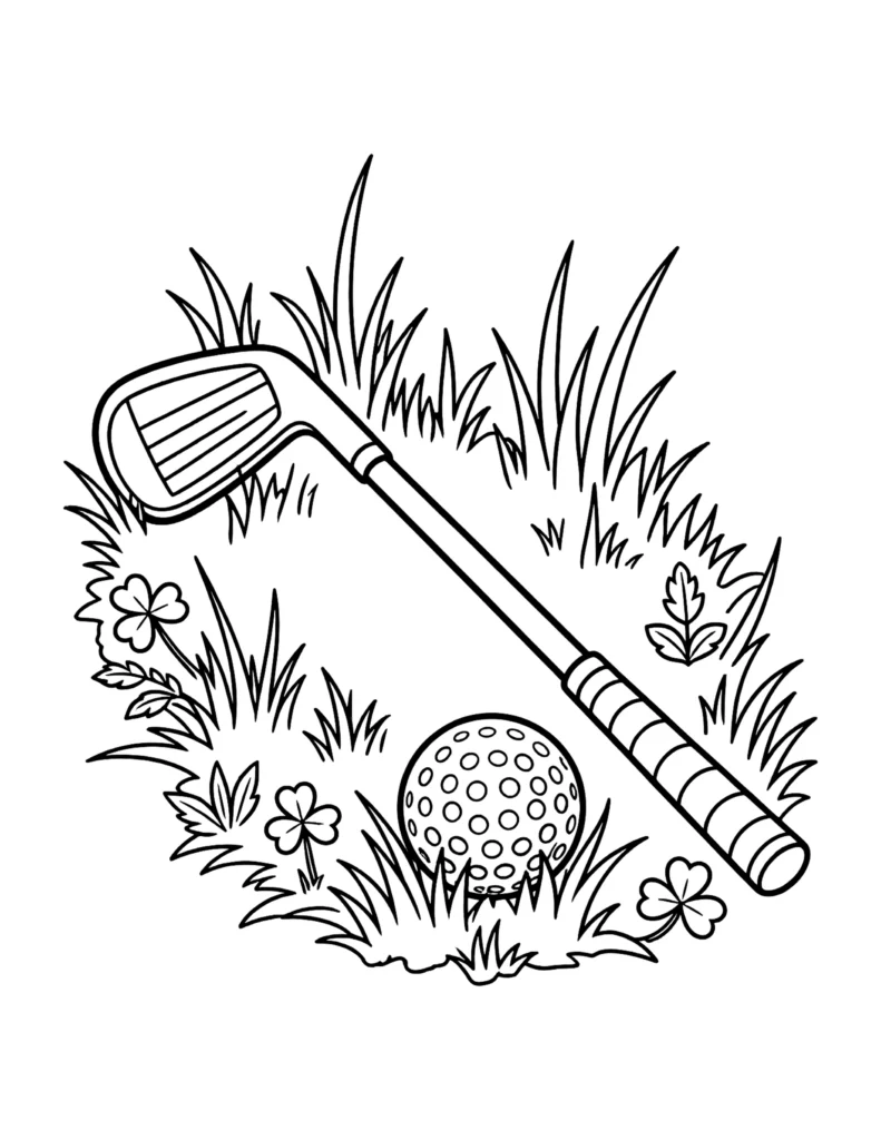 Golf Club and Ball coloring page