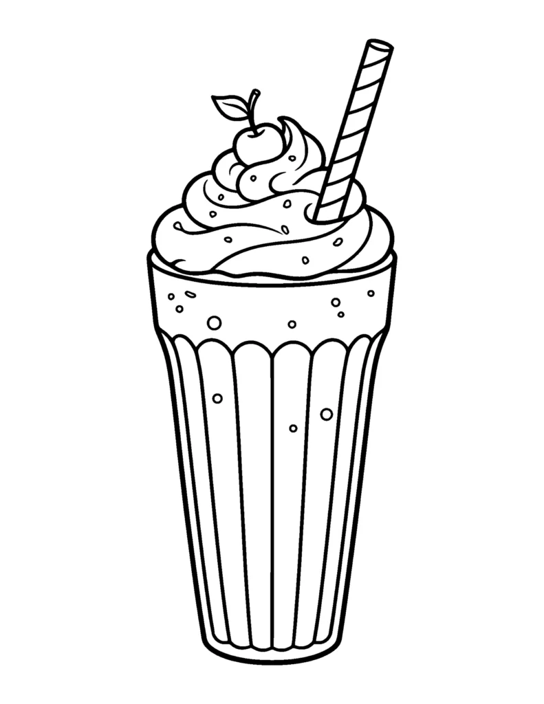 Milkshake With a Straw coloring page