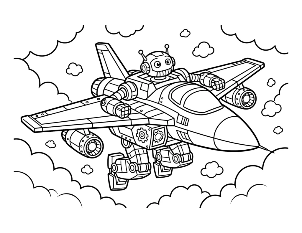 Robot Jet Plane coloring page