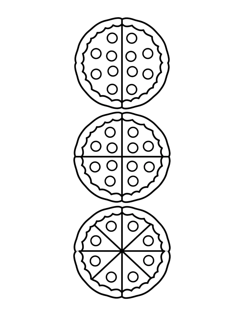 Pizza Fractions coloring page
