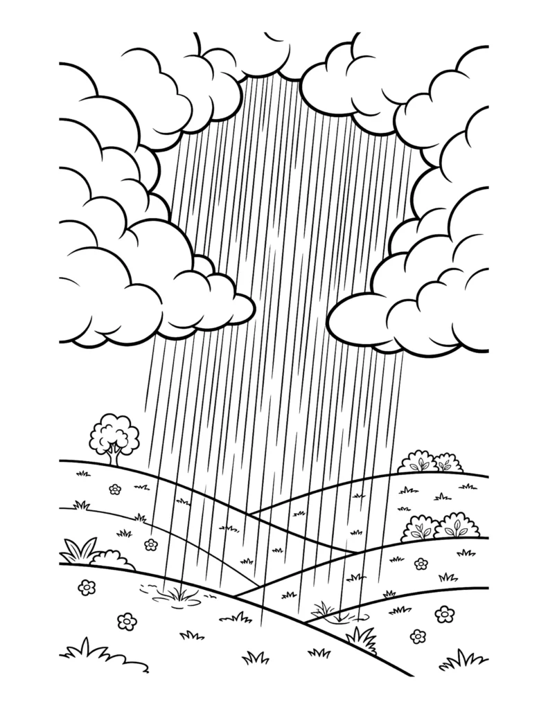 Precipitation: Rain Falling coloring page