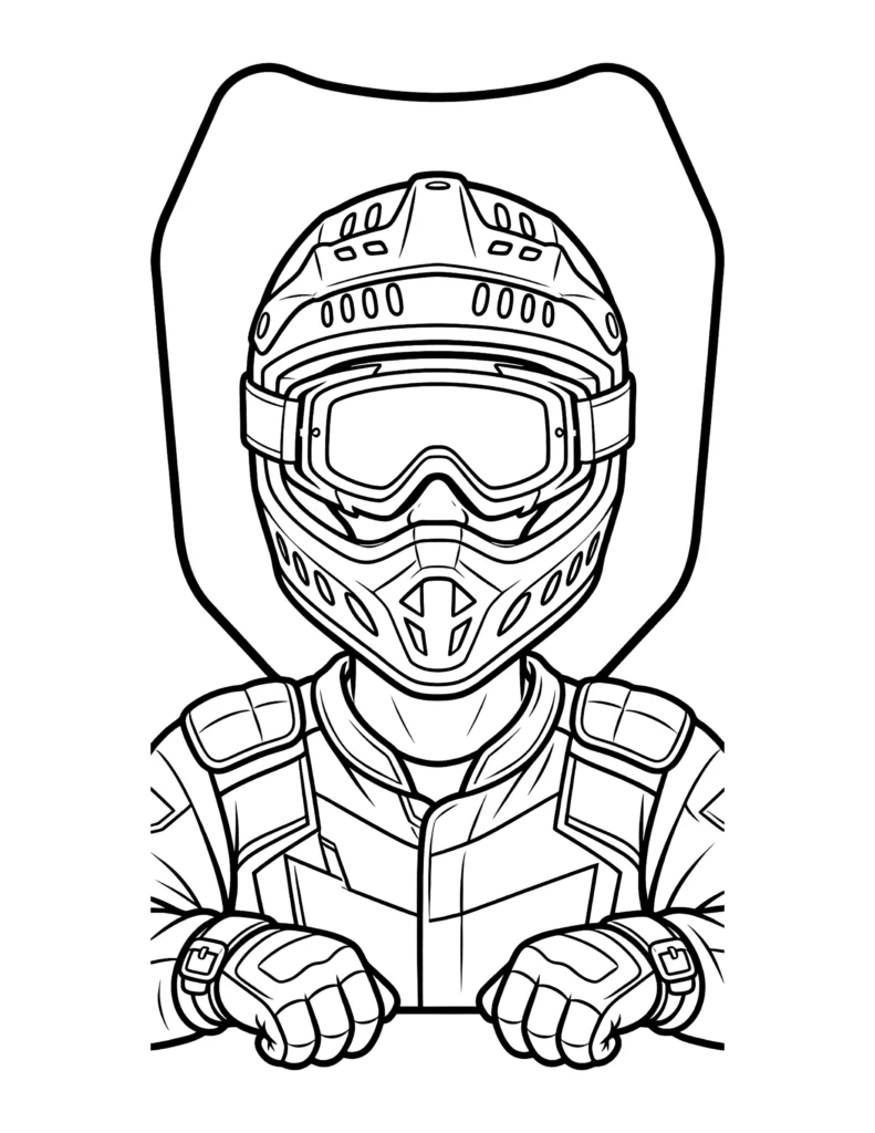 Rider With Helmet and Goggles coloring page