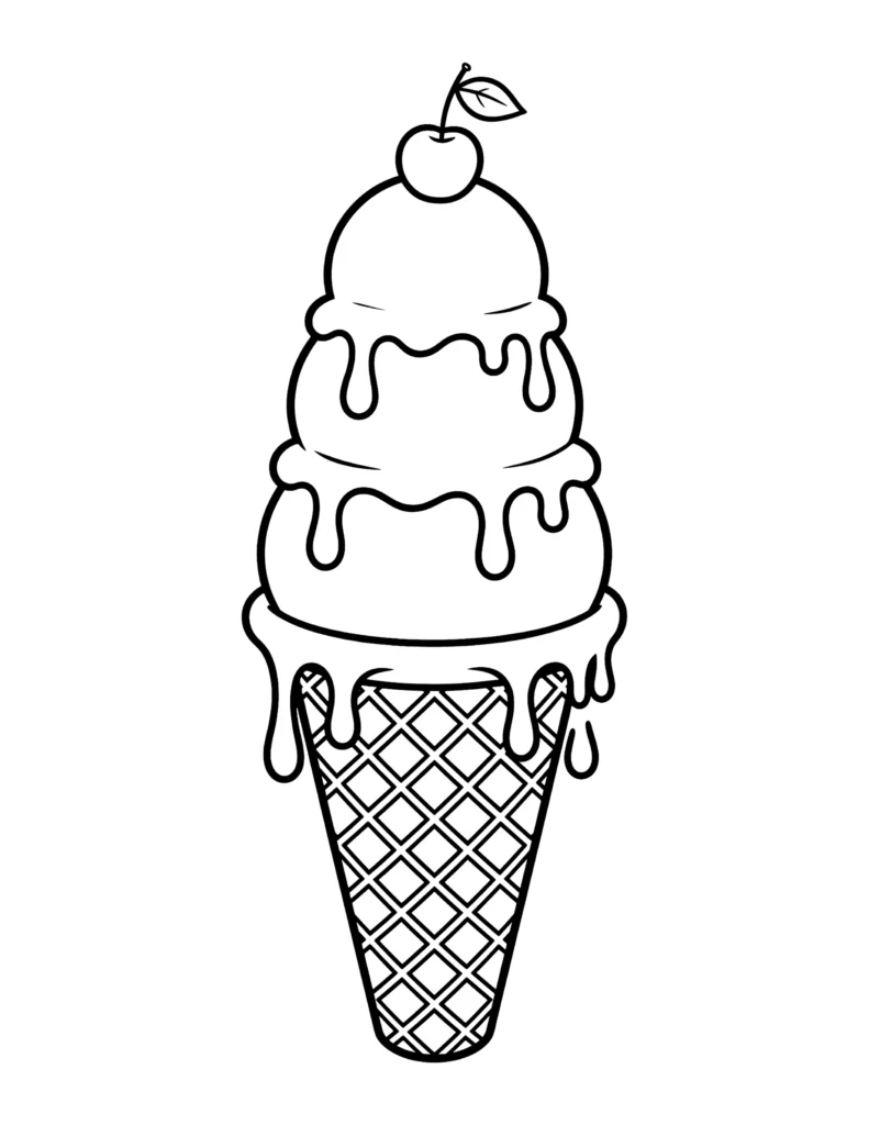 Waffle Cone Ice Cream coloring page