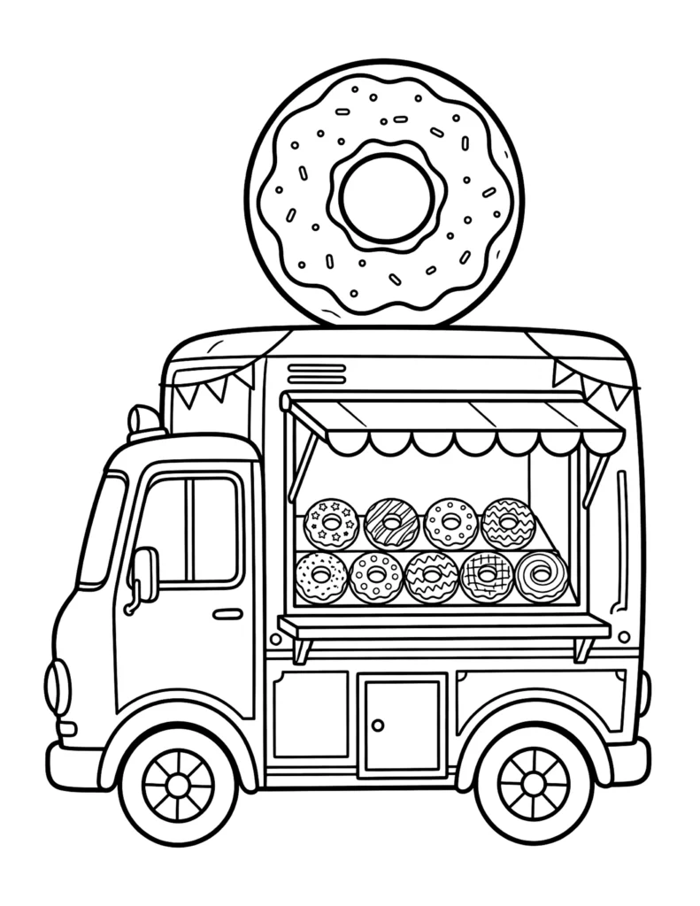 Donut Food Truck coloring page