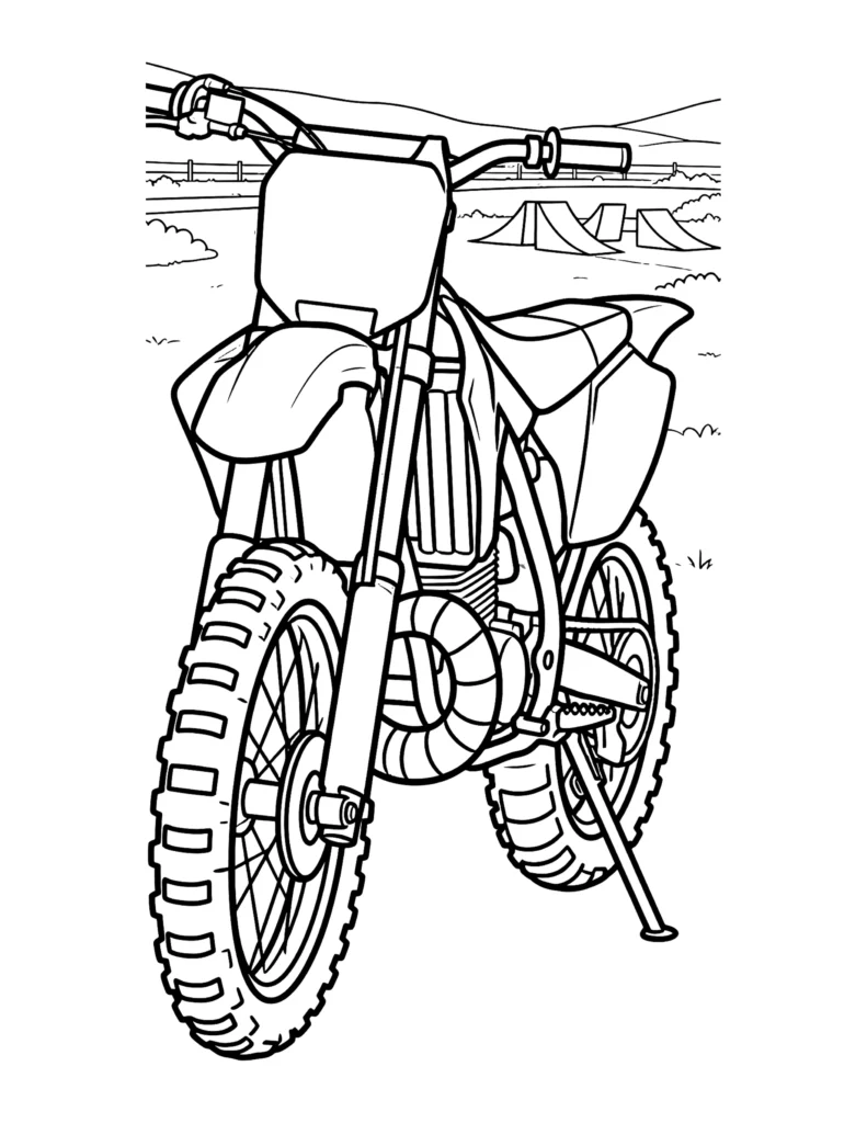 Dirt Bike Parked at the Track coloring page