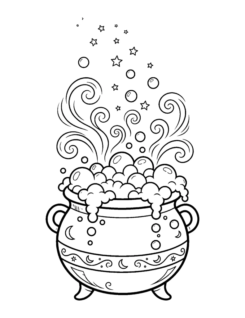 Bubbling Magic Cauldron coloring page