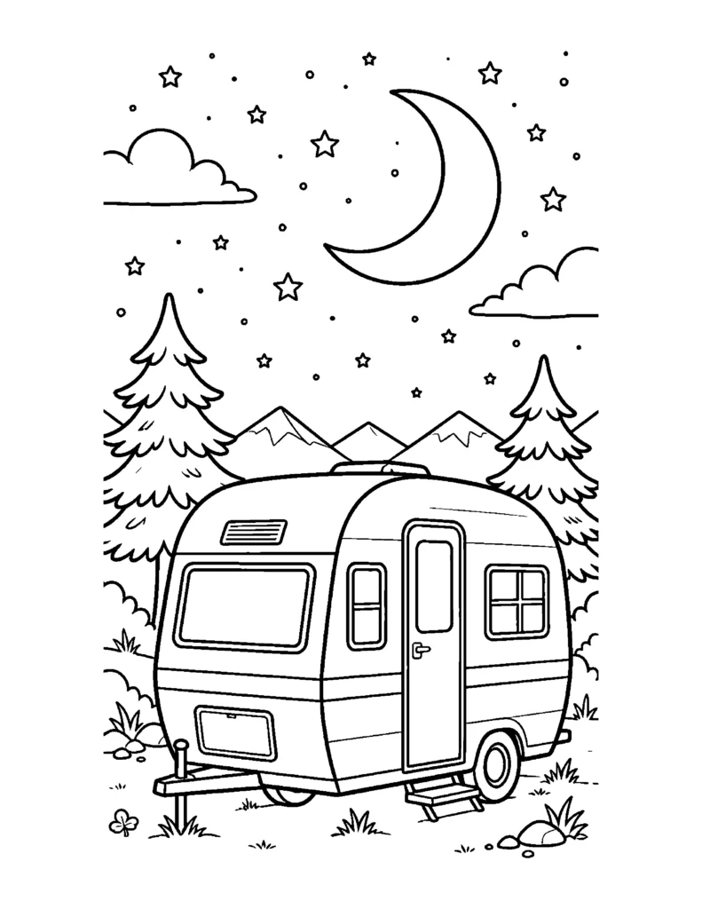 Camper Under the Stars coloring page