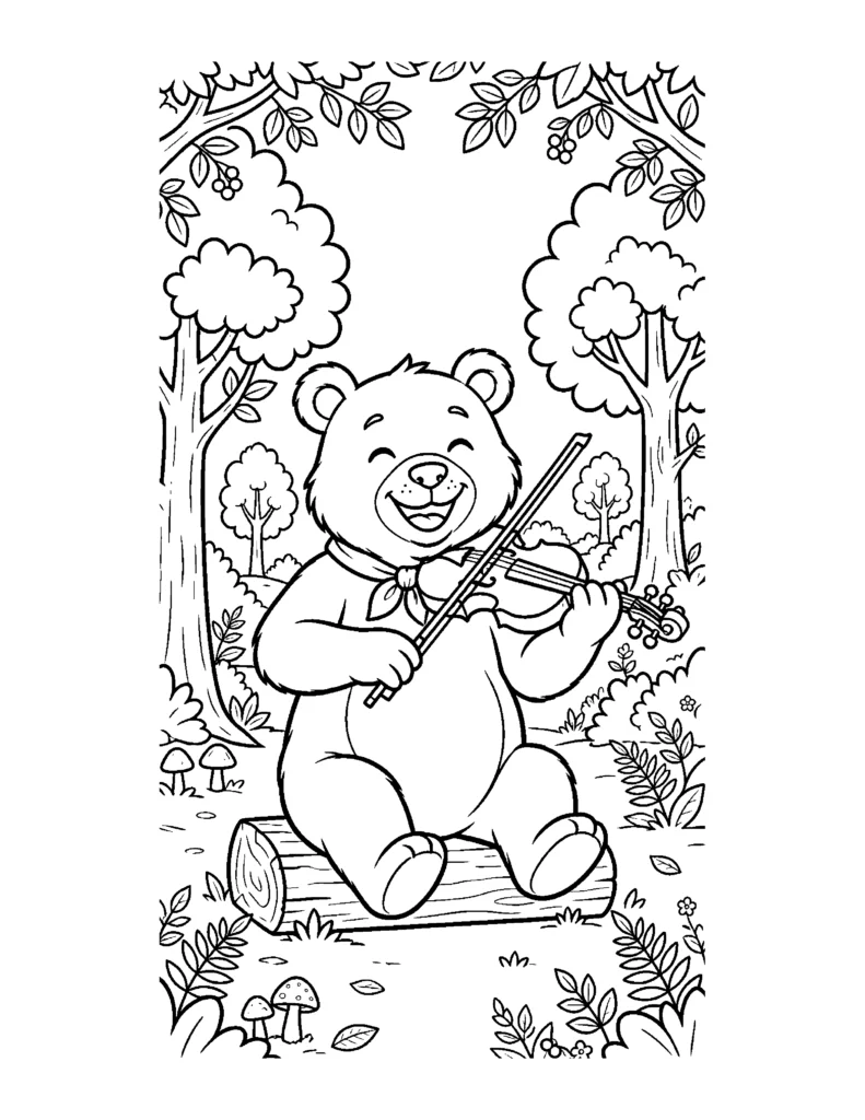 Bear Playing the Violin coloring page