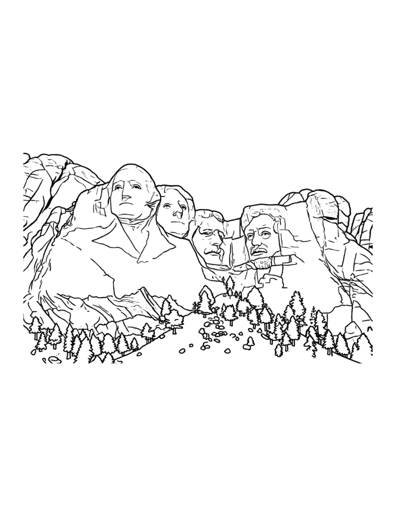 Mount Rushmore coloring page
