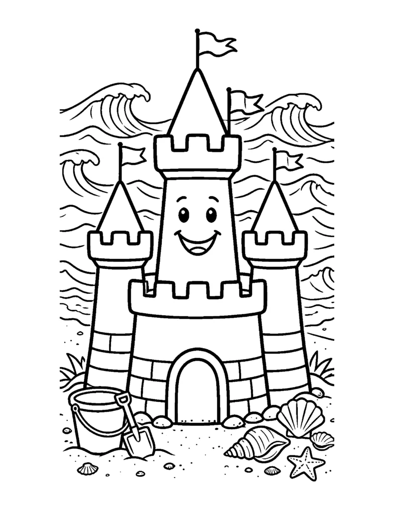 Sandcastle at the Beach coloring page