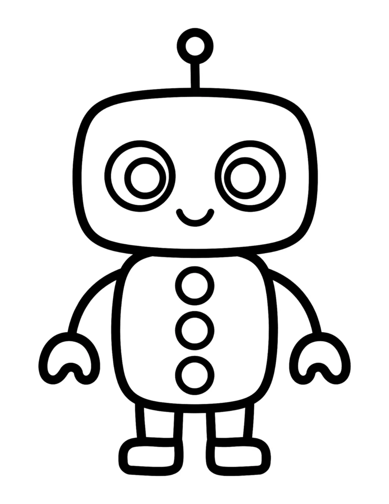 Tiny Robot Buddy (easy, for little kids) coloring page