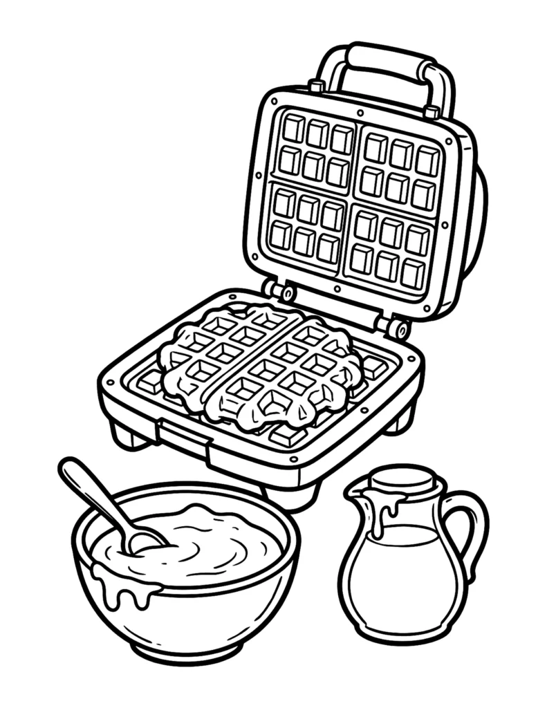 Waffle Iron Making a Waffle coloring page