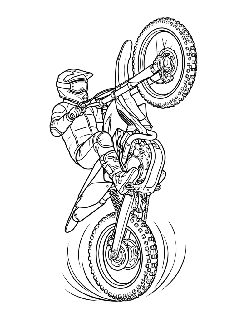 Dirt Bike Wheelie coloring page