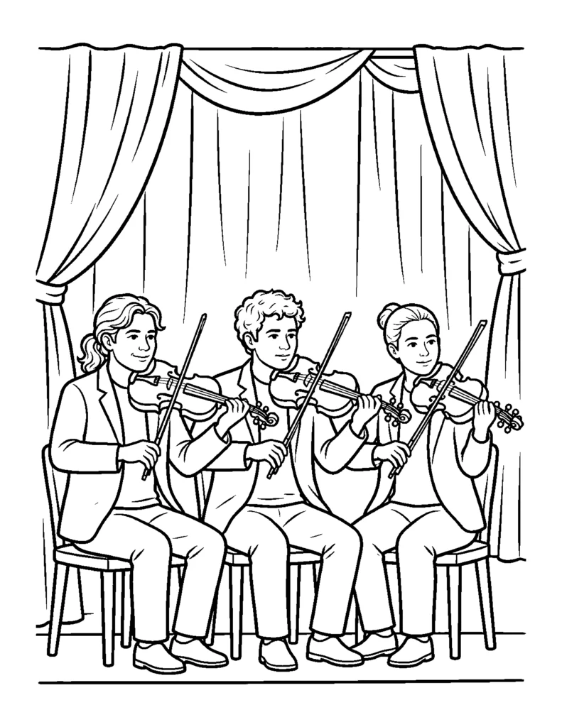 Orchestra String Section coloring page