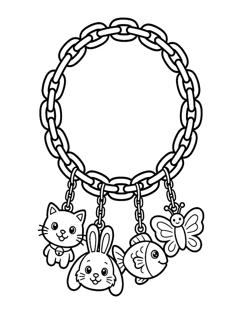Animal Charm Bracelet coloring page
