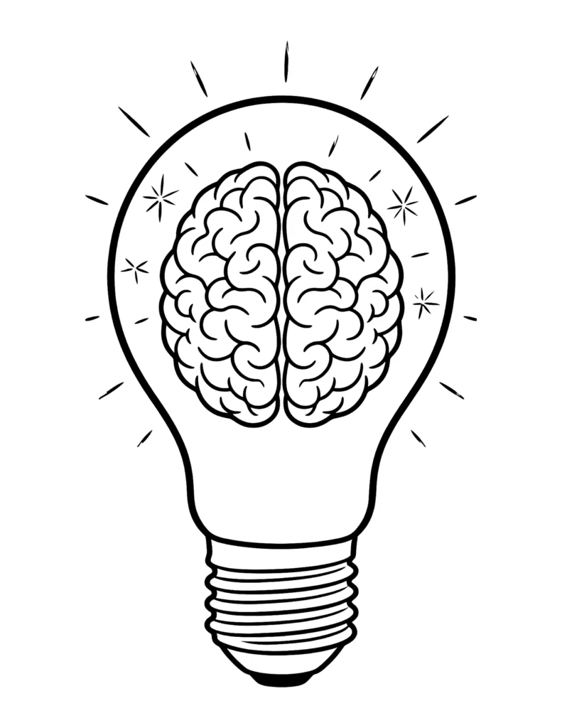 Light Bulb With a Brain Inside coloring page
