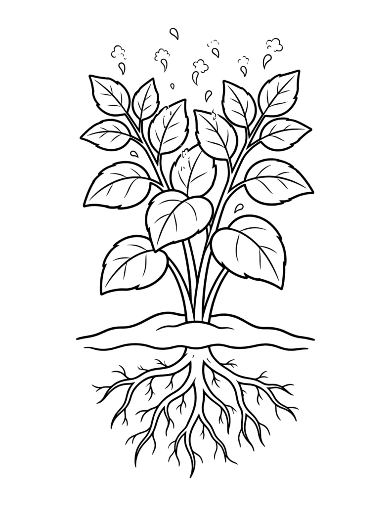 Plants Releasing Water (transpiration) coloring page