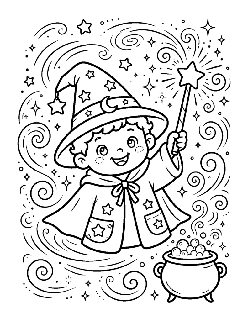 Magic Spell With Stars and Sparkles coloring page