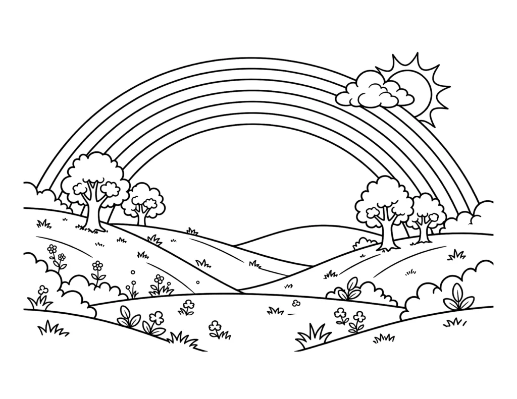 Rainbow After the Rain coloring page
