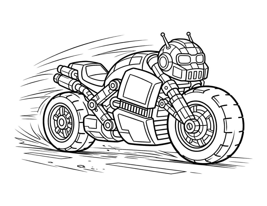 Robot Motorcycle coloring page