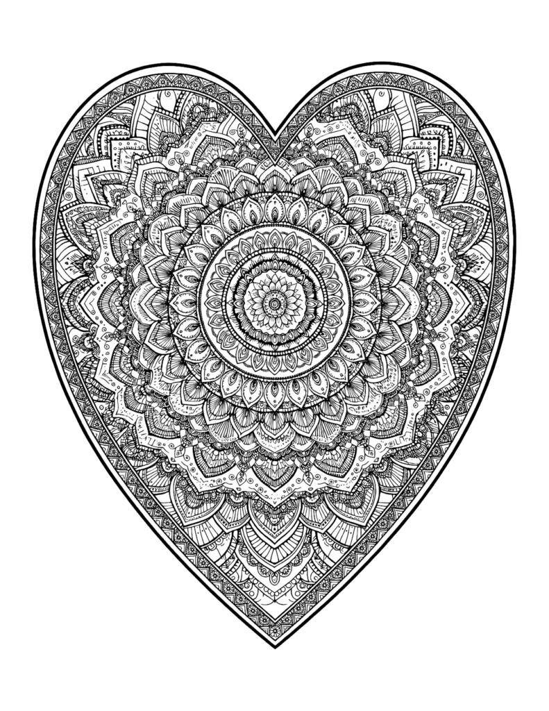 Heart Mandala coloring page