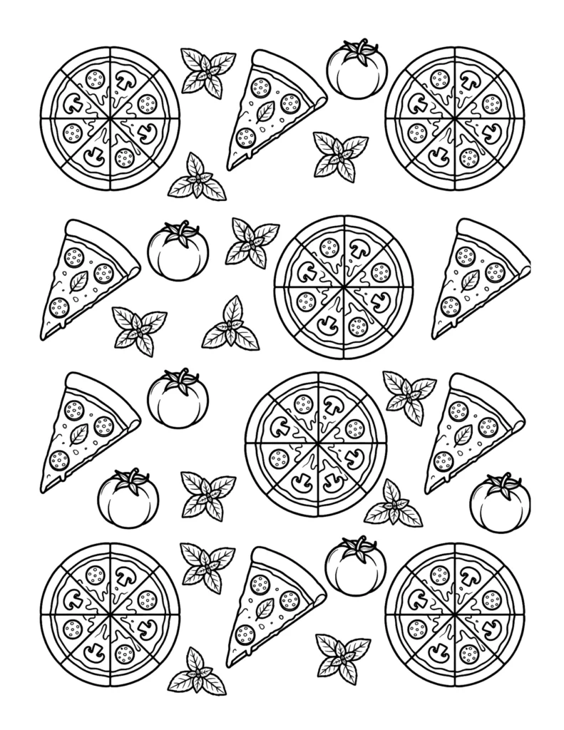 Pizza Pattern Page coloring page