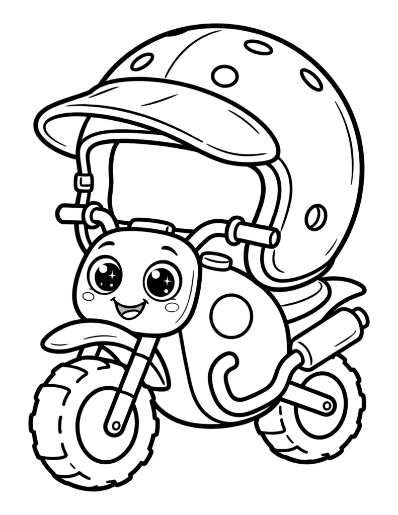Cute Cartoon Dirt Bike coloring page