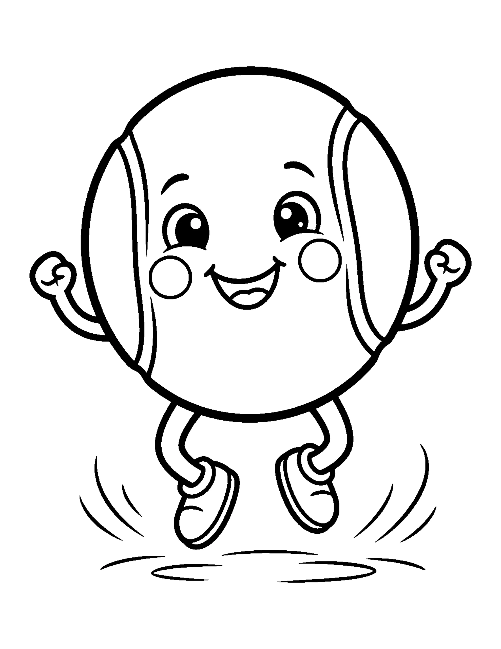 Cute Tennis Ball With a Face colouring page