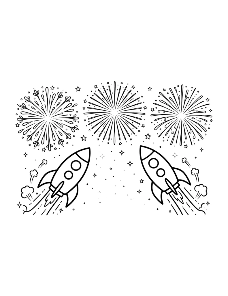 Fourth of July Fireworks coloring page