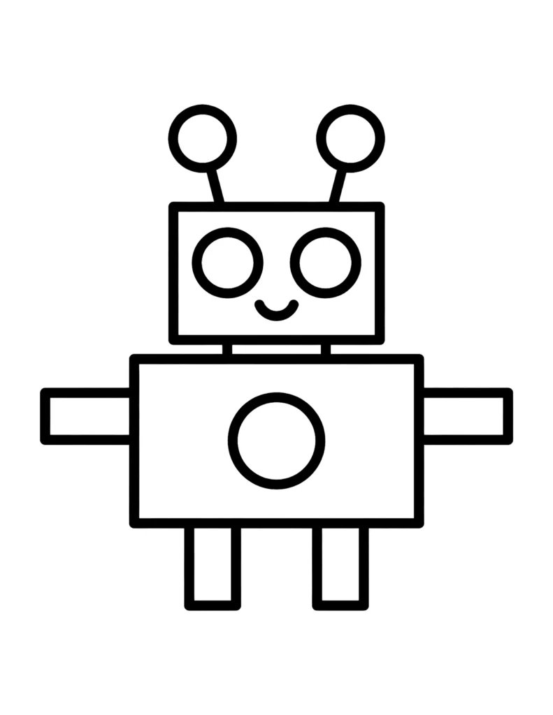 Simple Robot Outline (easiest, for toddlers) coloring page