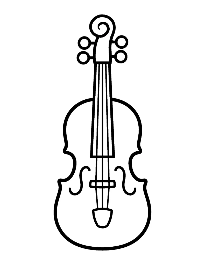Simple Violin Outline (Easiest, for Toddlers) coloring page