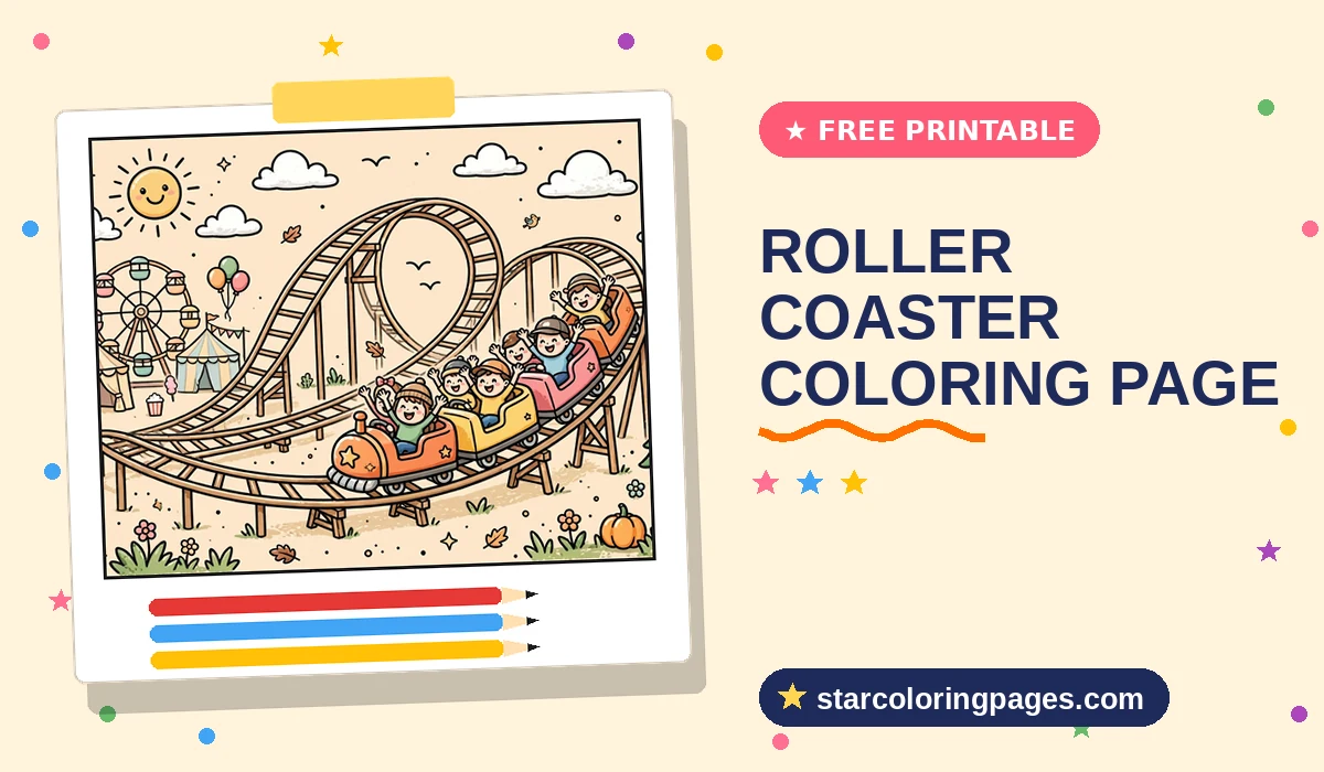 Roller Coaster Coloring Page